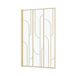 Pare-baignoire rabattable 140 x 80 cm, profilés alu doré, Galedo Art Deco