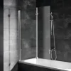 Pare-baignoire rabattable avec 2 volets, 104 x 130 cm, verre transparent 5 mm, profilé blanc, Schulte