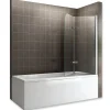 Pare-baignoire rabattable BALY en verre 6 mm transparent 90 x 140 cm