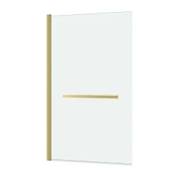 Pare-baignoire rabattable 120 x 70 cm, profilés alu doré brossé, porte-serviette, Galedo Essentiel