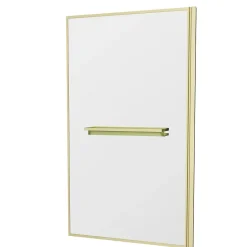 Pare-baignoire rabattable 130 x 75 cm, profilés alu doré brossé, porte-serviette/étagère, Galedo Golden Edge