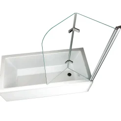 Pare-baignoire rabattable BALY en verre 6 mm transparent 120 x 140 cm