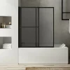 Pare-baignoire relevable et coulissant noir mat 2 volets Atelier du bain