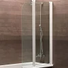 Pare-baignoire Schulte - 114x140 cm - réversible - écran pliant - rabattable - volets pivotants - verre 3 mm - transparent