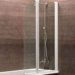 Pare-baignoire Schulte - 114x140 cm - réversible - écran pliant - rabattable - volets pivotants - verre 3 mm - transparent