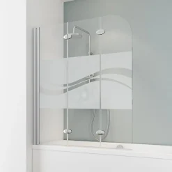 Pare-baignoire Schulte - 125x140 cm - paroi de baignoire réversible - pliant - 3 volets pivotants - verre Liane - alu-argenté