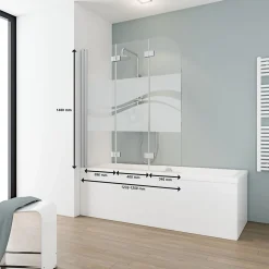 Pare-baignoire Schulte - 125x140 cm - paroi de baignoire réversible - pliant - 3 volets pivotants - verre Liane - alu-argenté