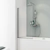 Pare-baignoire Schulte - 70x130 cm - réversible - rabattable - volet pivotant - verre 5 mm - transparent - alu nature