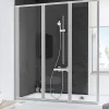 Pare-baignoire Schulte - 127x140 cm - réversible - rabattable - volet pivotant - verre 3 mm - transparent - alu nature