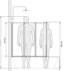 Pare-baignoire Schulte - 127x120 cm - réversible - rabattable - volet pivotant - verre 3 mm - transparent - blanc