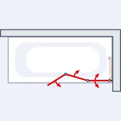 Pare-baignoire Schulte - 127x120 cm - réversible - rabattable - volet pivotant - verre 3 mm - transparent - blanc