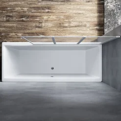 Pare-Baignoire SIRHONA 1300x1400mm Ecran de Baignoire 3 Volets + 4mm Verre Transparent + Double Construction en Aluminium