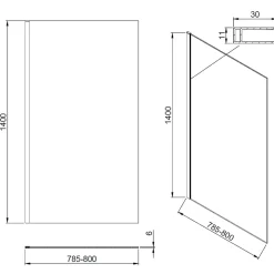 Pare-baignoire 80x140 cm verre anticalcaire 6mm fixe en aluminium Or brossé ESSEBAGNO