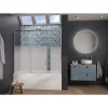 Pare-bain Kinedo Smart Design Pegasus coulissant pose entre 2 murs 180x148 chromé verre sérigraphié cosmos partie fixe à gauche