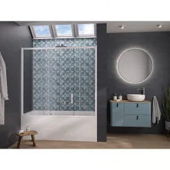 Pare-bain Kinedo Smart Design Pegasus coulissant pose entre 2 murs 180x148 blanc partie fixe à gauche