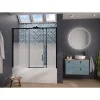 Pare-bain Kinedo Smart Design Pegasus coulissant pose entre 2 murs 180x148 gris noir grainé verre sérigraphié partie fixe à gauche