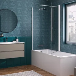 Pare-bain Kinedo Smart Design Orion pivotant pour montage avec Smart Design Hydra/Lyra 75 blanc transparent