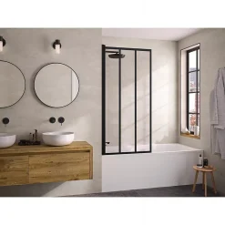 Pare-bain pivotant Kinedo Smart Design Lyra 80 gris noir grainé verre avec sérigraphie FACTORY