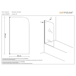 Pare-bain réversible 1 volet pivotant à 180 en verre trempé 6mm profilé alu SANINDUSA Aquarela 80x140 verre cristal profilé blanc