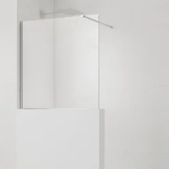 Pare-muret 100x90 cm Paroi en verre Crystal Glass 8 mm anticalcaire, avec bras et profilés chrome brillant (SATBWIS90PR)
