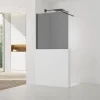 Pare-muret 110x100cm Paroi en verre Crystal Glass 8 mm anticalcaire, avec bras et profilés noir mat (SATBWIS110KSPRC)