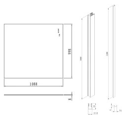 Pare-muret 110x100cm Paroi en verre Crystal Glass 8 mm anticalcaire, avec bras et profilés noir mat (SATBWIS110KSPRC)