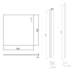 Pare-muret 100x100cm Paroi en verre Crystal Glass 8 mm anticalcaire, avec bras et profilés noir mat (SATBWIS100PRC)
