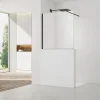 Pare-muret 100x90cm Paroi en verre Crystal Glass 8 mm anticalcaire, avec bras et profilés noir mat (SATBWIS90PRC)