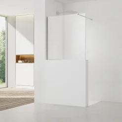 Pare-muret 110x100cm Paroi en verre Crystal Glass 8 mm anticalcaire, avec bras et profilés chrome brillant (SATBWIS110PR)