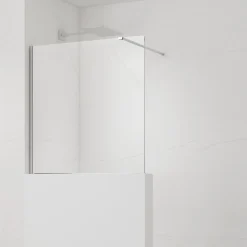 Pare-muret 110x100cm Paroi en verre Crystal Glass 8 mm anticalcaire, avec bras et profilés chrome brillant (SATBWIS110PR)