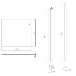 Pare-muret 110x100cm Paroi en verre Crystal Glass 8 mm anticalcaire, avec bras et profilés chrome brillant (SATBWIS110PR)