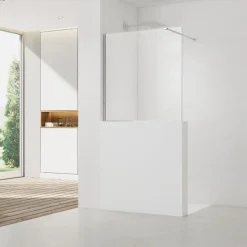 Pare-muret 100x100cm Paroi en verre Crystal Glass 8 mm anticalcaire, avec bras et profilés chrome brillant (SATBWIS100PR)