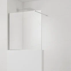 Pare-muret 100x100cm Paroi en verre Crystal Glass 8 mm anticalcaire, avec bras et profilés chrome brillant (SATBWIS100PR)