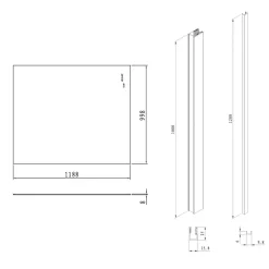 Pare-muret 120x100cm Paroi en verre Crystal Glass 8 mm anticalcaire, avec bras et profilés noir mat (SATBWIS120PRC)