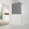 Pare-muret 100x90cm Paroi en verre Crystal Glass 8 mm anticalcaire, avec bras et profilés noir mat (SATBWIS90KSPRC)