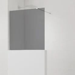 Pare-muret 100x90cm Paroi en verre Crystal Glass 8 mm anticalcaire, avec bras et profilés chrome brillant (SATBWIS90KSPR)