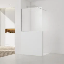 Pare-muret 120x100cm Paroi en verre Crystal Glass 8 mm anticalcaire, avec bras et profilés chrome brillant (SATBWIS120PR)