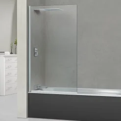 Paroi de baignoire fixe + pivotant gauche en verre sécurité ép 6mm anti calcaire, L85 x H147 cm, chrome, SUPERBAN Alsace Sport