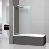Paroi de baignoire fixe en verre sécurité transparent ép 6mm anti calcaire, L100 x H147 cm, blanc mat, SUPERBAN Mont Blanc CC