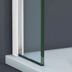 Paroi de baignoire fixe en verre sécurité transparent ép 8mm anti calcaire, L100 x H147 cm, blanc brillant, SUPERBAN Mont Blanc CC