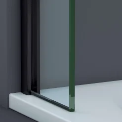 Paroi de baignoire fixe en verre sécurité transparent ép 8mm anti calcaire, L100 x H147 cm, noir mat, SUPERBAN Mont Blanc CC