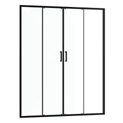 Paroi de douche à double porte coulissante 160 x 200 cm, profilé noir mat laqué, Galedo Factory