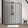 Paroi de douche à double porte coulissante 120 x 160 cm, profilé noir mat laqué, Galedo Factor X