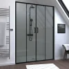 Paroi de douche à double porte coulissante 140 x 200 cm, profilé noir mat laqué, Galedo Factory