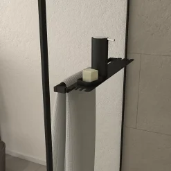Paroi de douche à l'italienne avec porte-serviettes H.200 x l.90 cm, ép. 6 mm, profilé noir, Galedo Edge