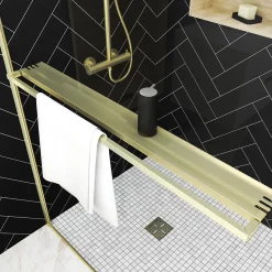 Paroi de douche à l'italienne fixe 120 x 200 cm, doré brossé, Galedo Golden Edge
