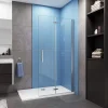 Paroi de douche à l'italienne chrome L95 x H185cm style atelier,pivotante et pliante,6mm verre anticalcaire