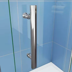 Paroi de douche à l'italienne chrome L95 x H185cm style atelier,pivotante et pliante,6mm verre anticalcaire