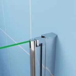 Paroi de douche à l'italienne chrome L95 x H185cm style atelier,pivotante et pliante,6mm verre anticalcaire