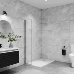 Paroi de douche à l'italienne pivotante mural - 8 mm verre anticalcaire, alu chromé - 35x200 cm